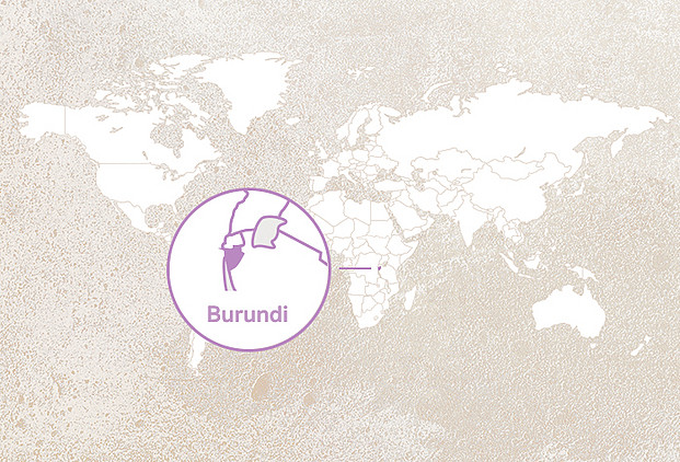Weltkarte mit Highlight Burundi