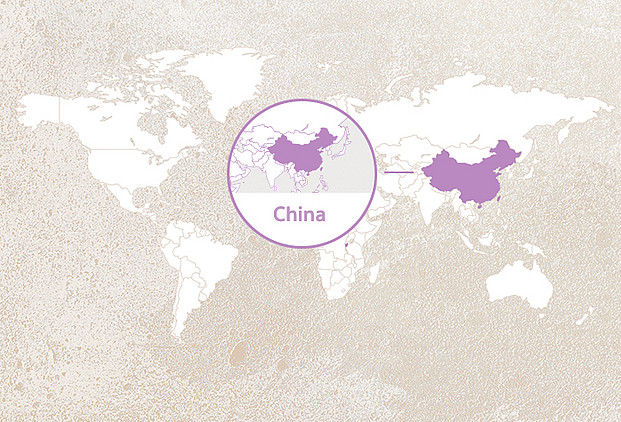 Weltkarte mit Highlight China