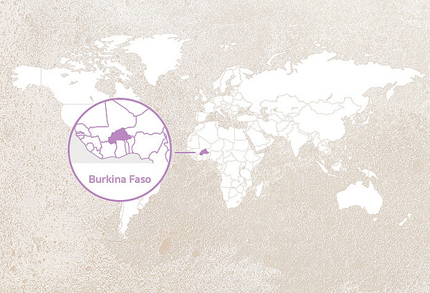 Weltkarte mit Highlight Burkina Faso