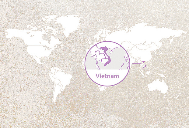 Weltkarte mit Highlight Vietnam