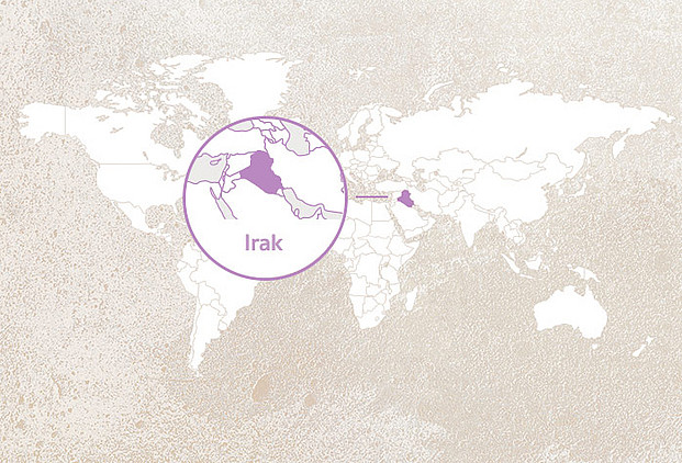 Weltkarte mit Highlight Irak